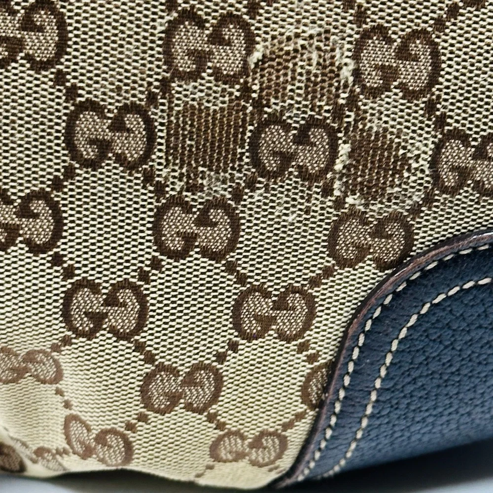 Vintage Authentic Monogram GUCCI PRINCY Hobo Dark Brown Shoulder Bag